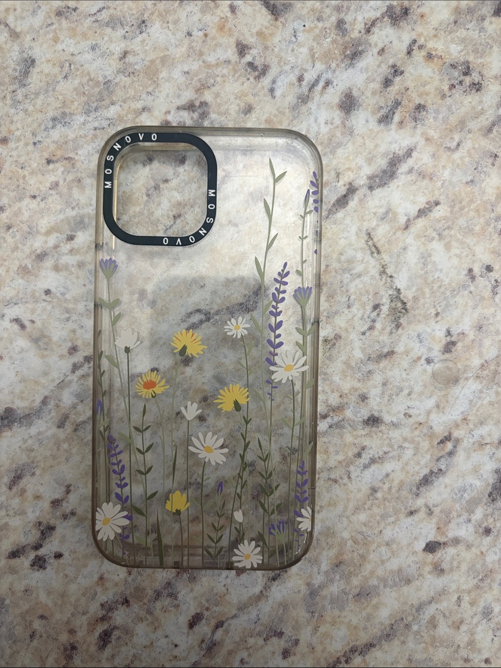 Clear Floral iPhone Case - Yellow & Purple Wildflowers